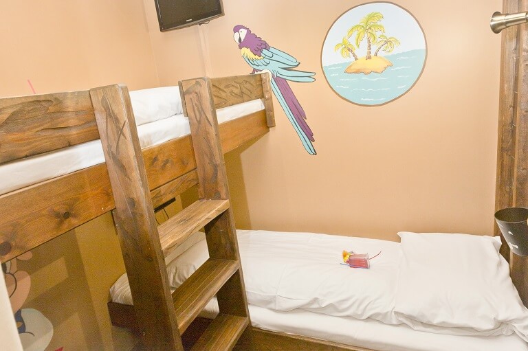 The bunk beds in the Pirate Suite