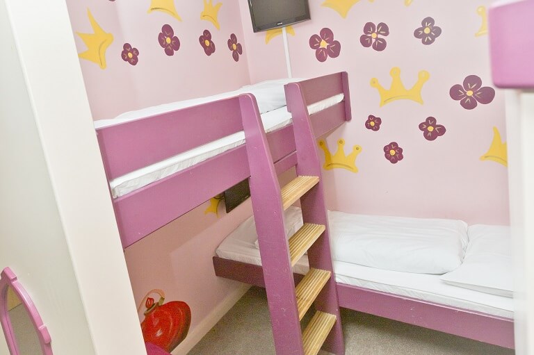 The bunk beds in the Princess Suite