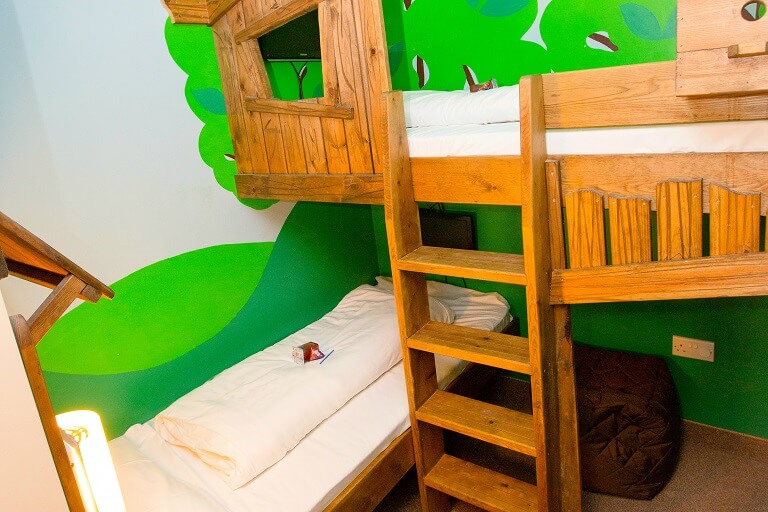 The kids bunk beds in the Super Family Suite
